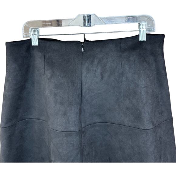 Anne Klein Womens Faux Suede Flared Skirt Black Size 8 NWT Knee Length - Picture 9 of 12